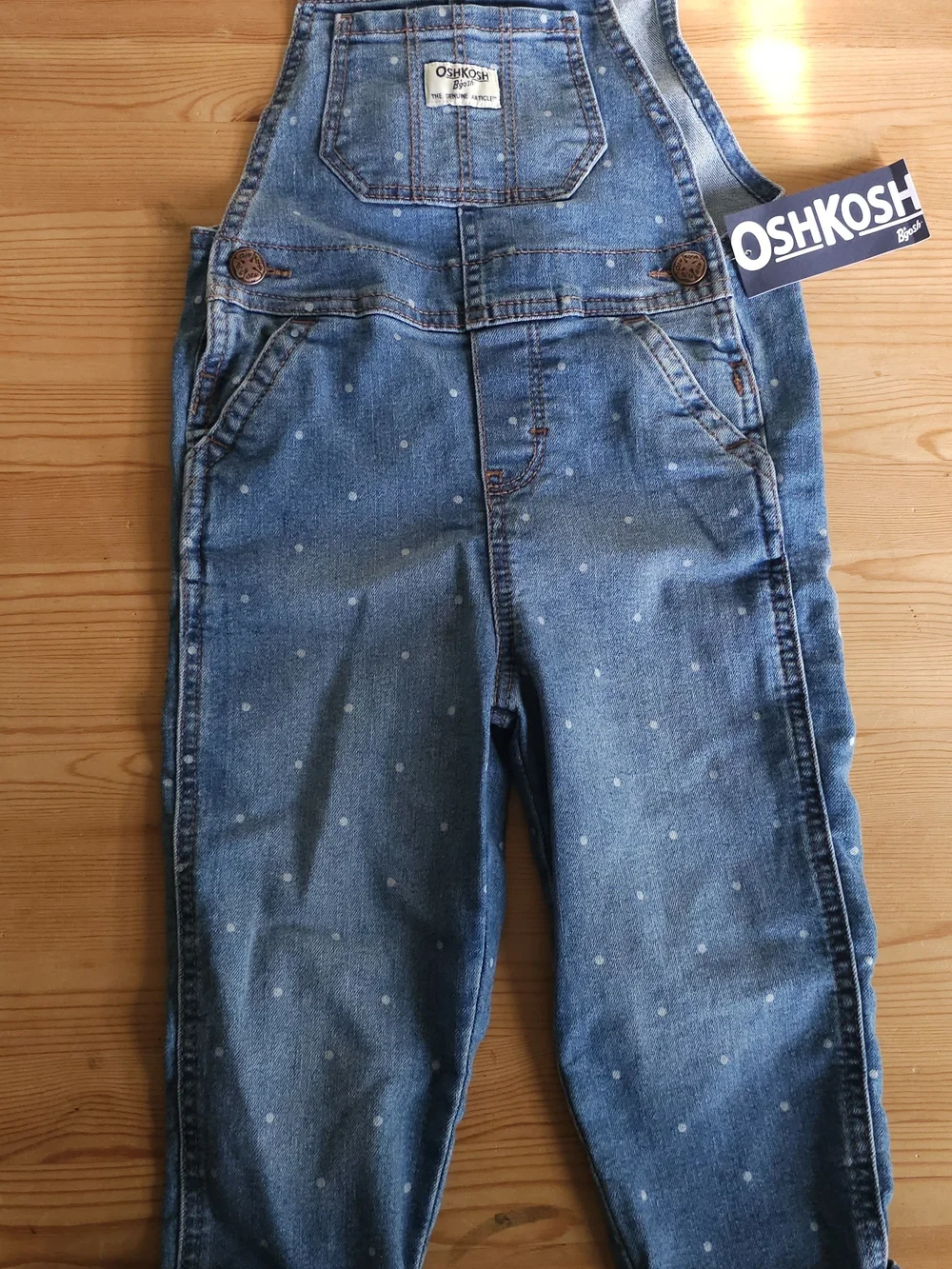 OshKosh Polka Dot Denim Overalls - Blue 3T